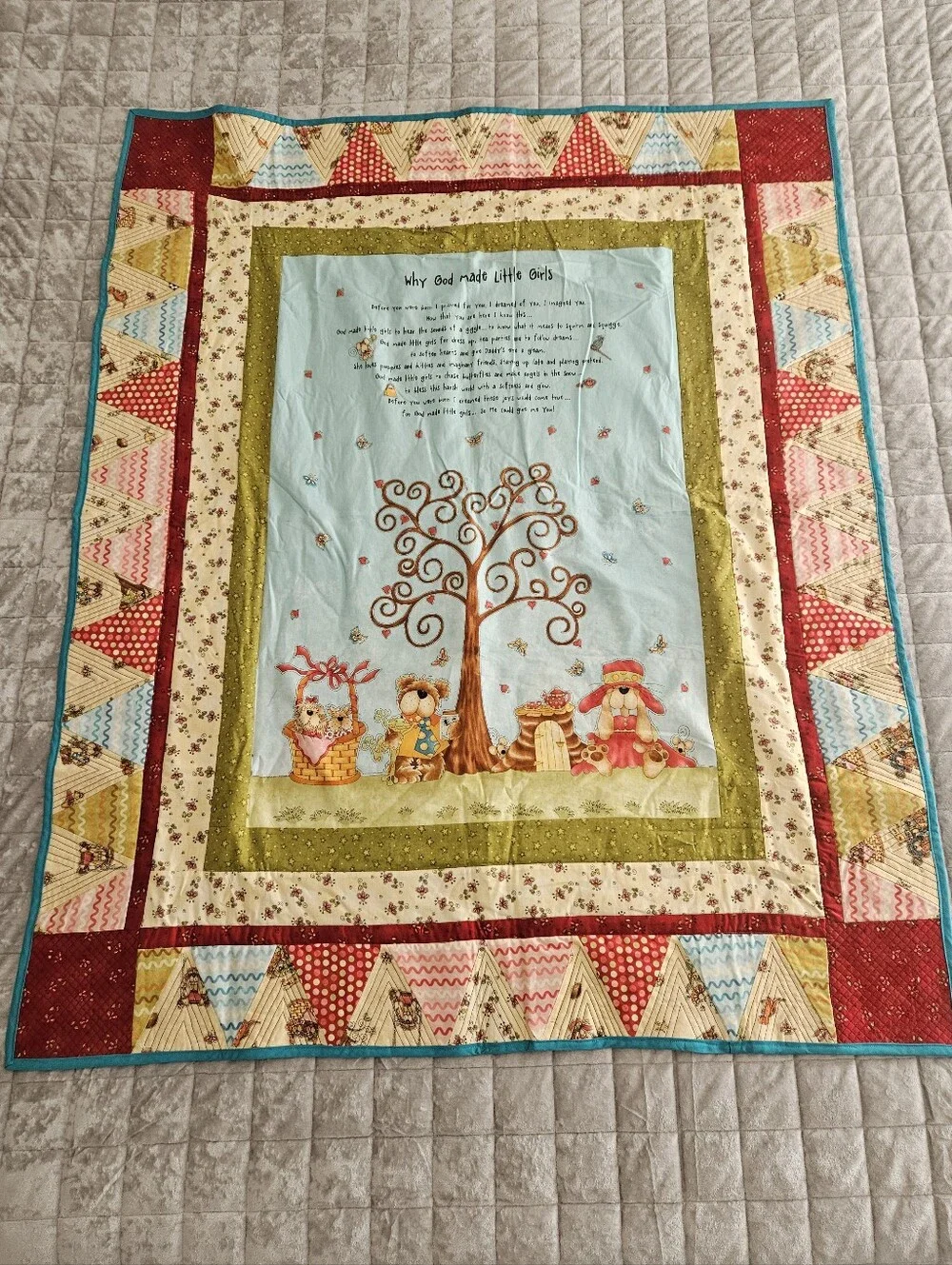 Handmade Why God Made Little Girls Patchwork Baby Quilt 42x51 New